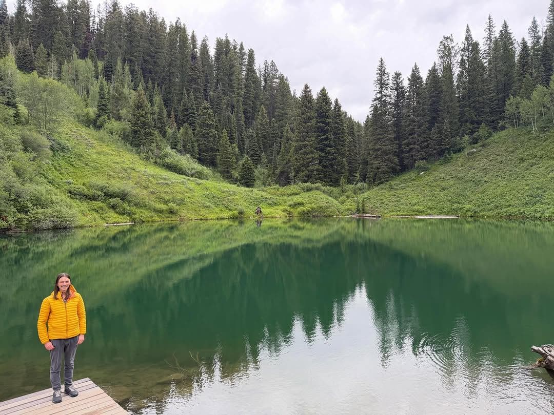 Duane Betts beside an alpine lake in the mountains near Jackson Hole
