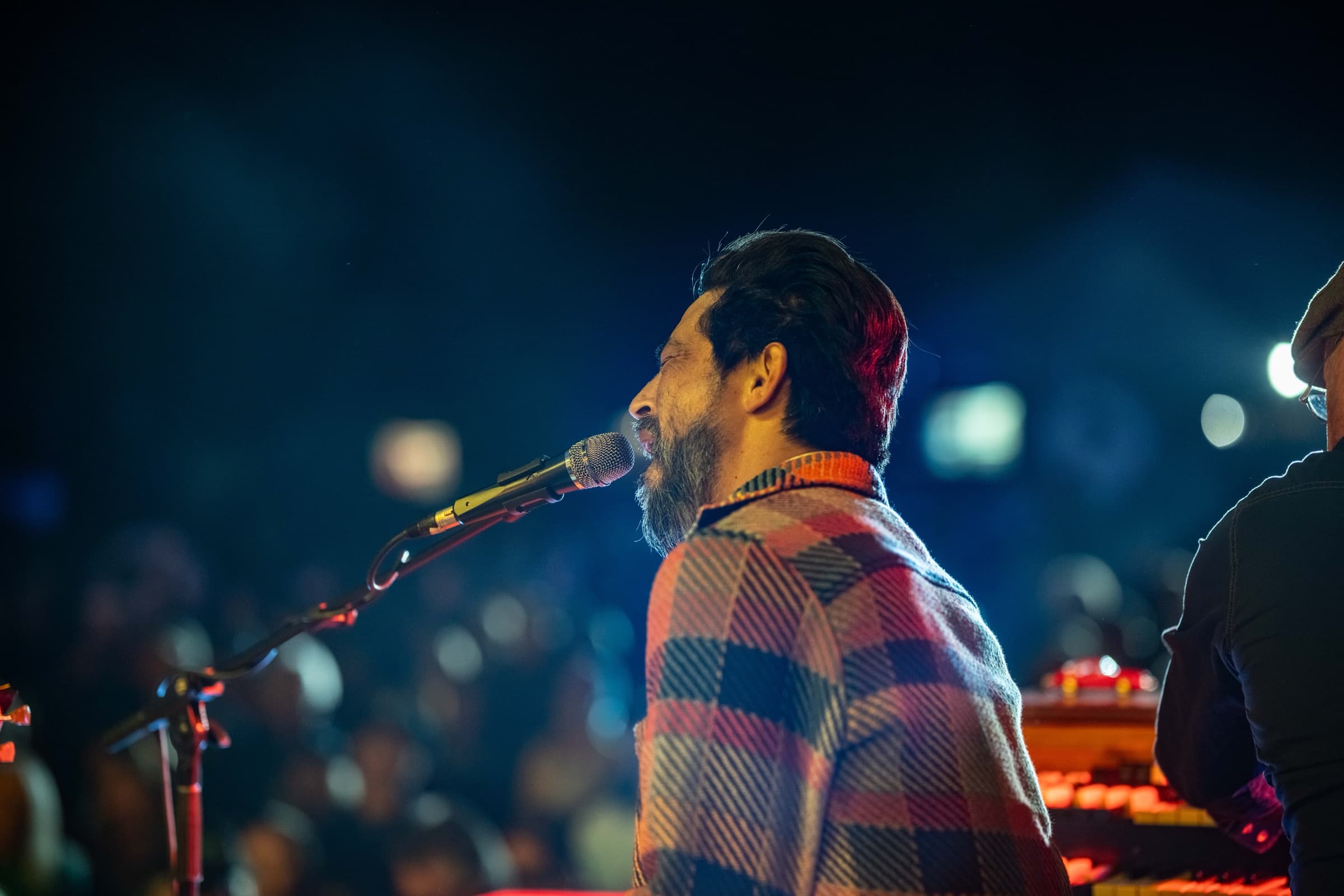 A performance on the Horseshoe stage at dusk